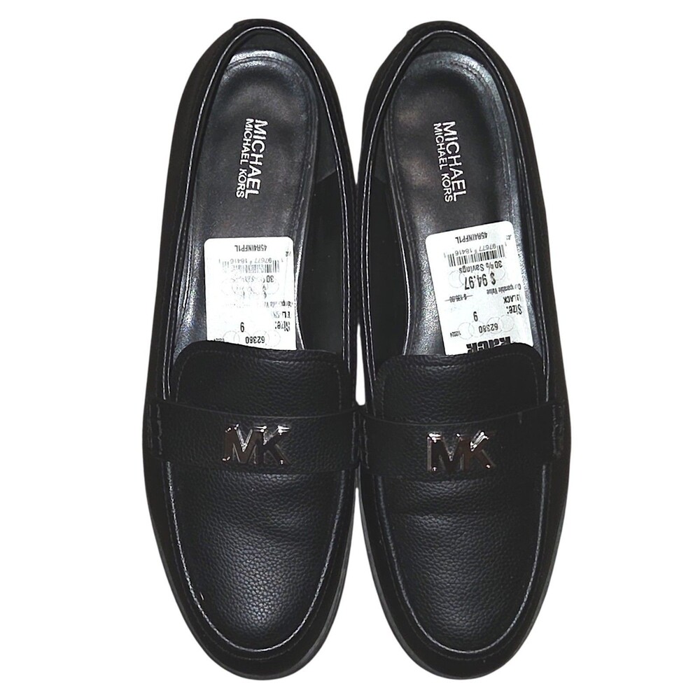 Michael Kors Loafers Black Lex Slip On Faux Leather Women’s Size 9M Shoes MK